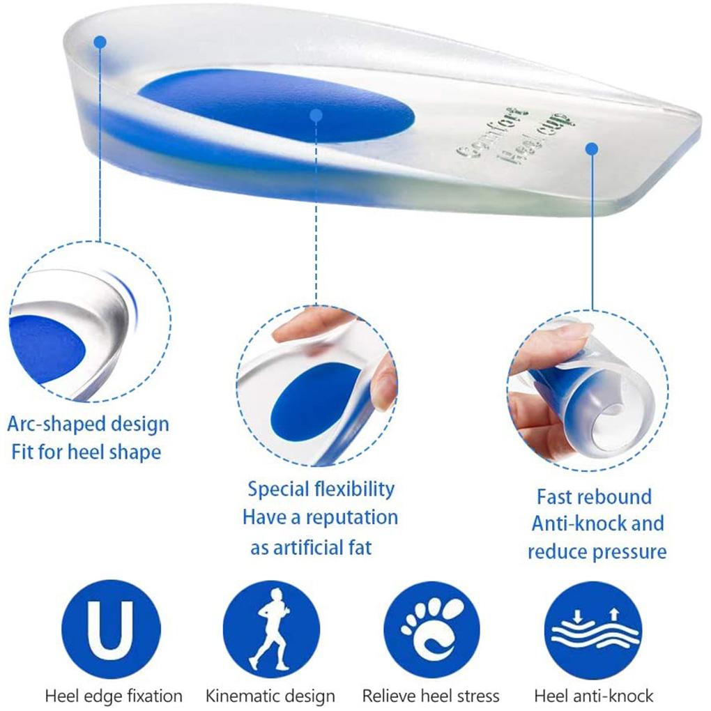 2 Pairs Silicone Half Heel Pad Transparent Insole Half Pad Increased Shoe Mat