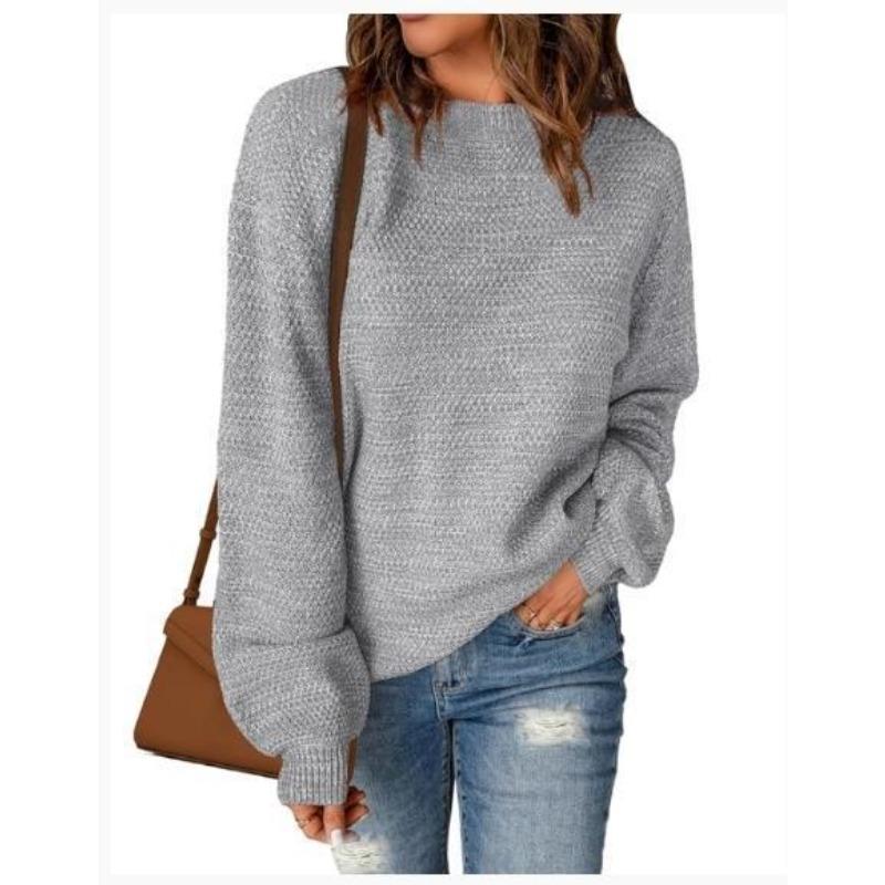 Spring and Autumn New Floral Yarn Pullover Casual Versatile Casual Round Neck Knitted Sweater Top for Women