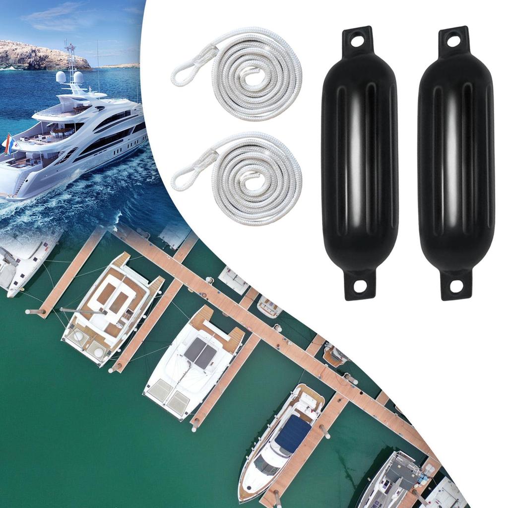 2pcs Boat Fenders Boat Bumper 9.5mm x 2m Ropes Easy to Install PVC G1 Anti