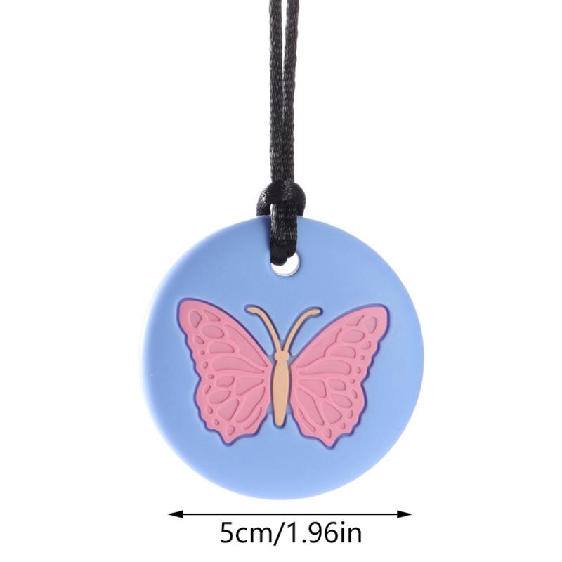 Kauschmuck Halskette Schmetterlingsform Autismus ADHS Beißen Sensorisch Kind Silikon Beißring Kauspielzeug Kinder Silikon Beißring Anhänger