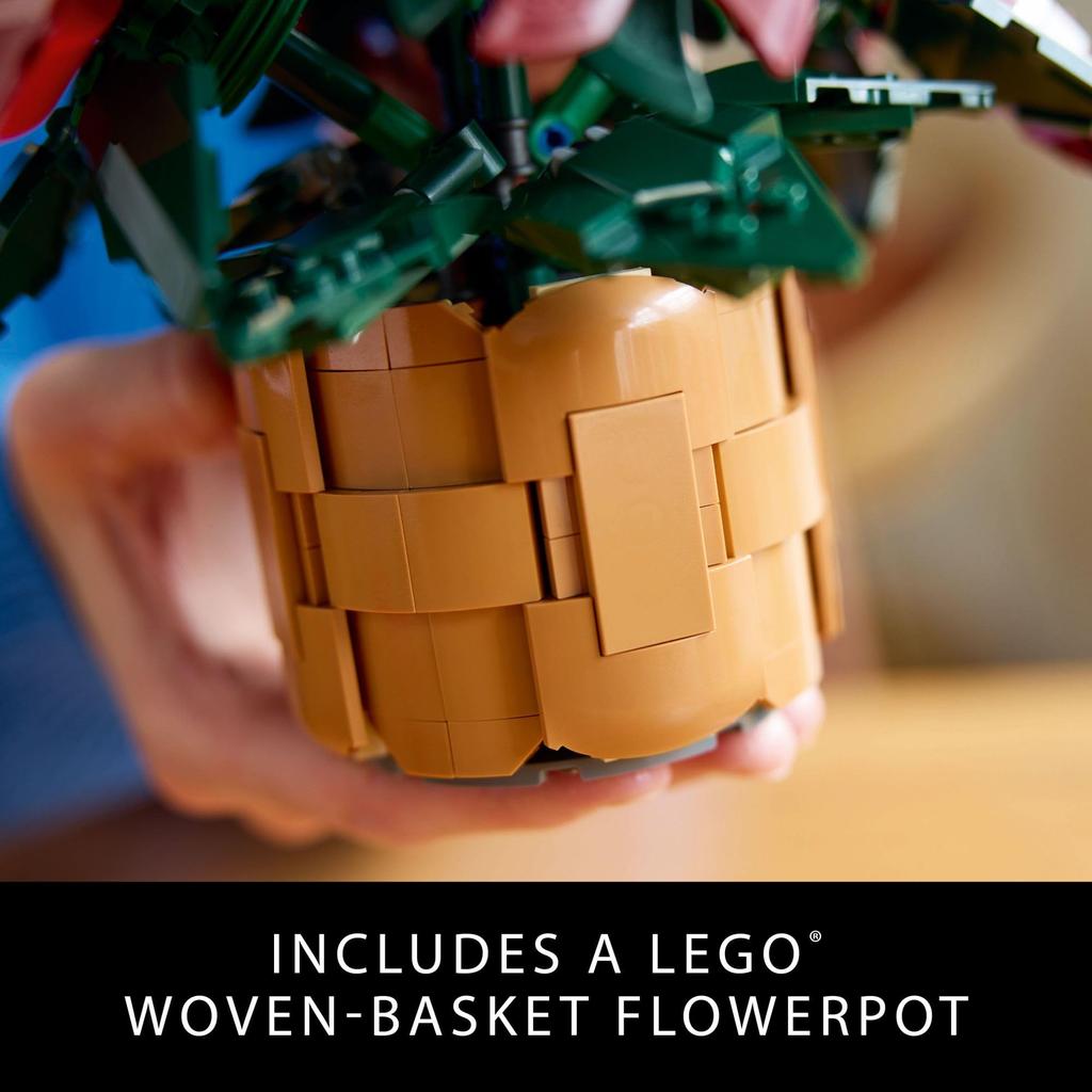 LEGO Icons Poinsettia Building Set Artificial Flower Christmas Decorations Table Centerpieces for Adults Gift Ideas for Dad and Loved Ones 10370 - &