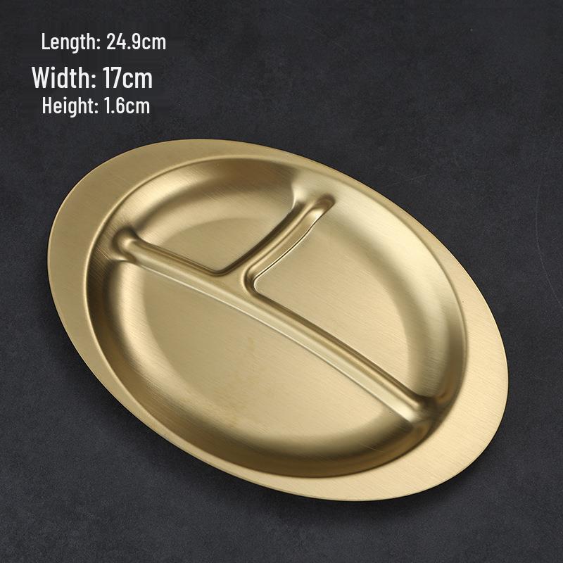 Korean Stainless Steel BBQ Gold Cutlery Round Plate