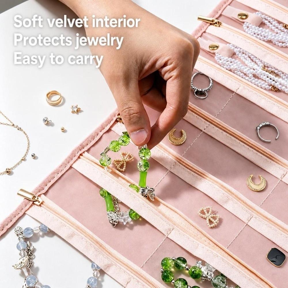 Velvet Jewelry Case Foldable Jewelry Holder Jewelry Storage Bag  Necklace Earrings Rings Bracelets
