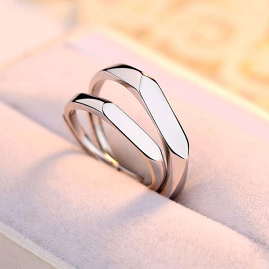 Darmowa Para Srebrny Szlif Zaręczynowy Sygnet dla Pary Srebro Próby 925 Prezent [Rockyu] Pierścionek, Rozmiar, Pierścionek Męski, Pierścionek, 925, Pierścionek Wielopłaszczyznowy, Pierścionek, Pierścionek, Prosty,