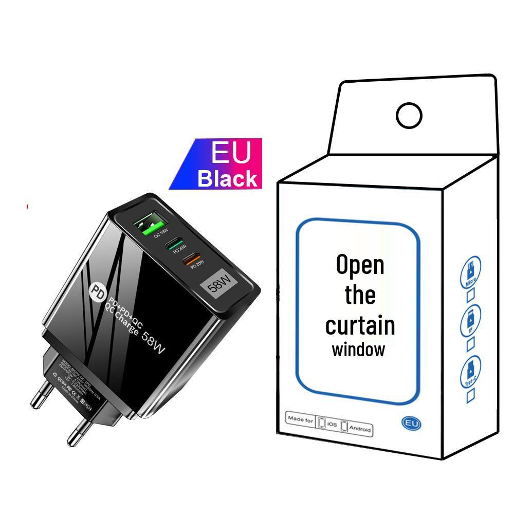 58W Dual Fast Charger with 2PD & QC3.0 for EU/US/UK/KR/AU