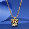Collana con Ciondolo Testa di Leopardo in Acciaio Inossidabile e Oro 18K - Catena per Clavicola in Acciaio Titanio Versatile di Lusso Leggero