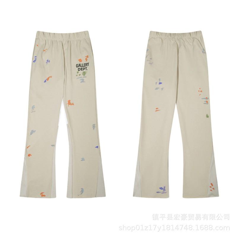 Pantaloni Jogging A Zampa da Uomo Autunnali in Cotone con Coulisse e Stampa a Schizzi d'Inchiostro Pantaloni Casual High Street
