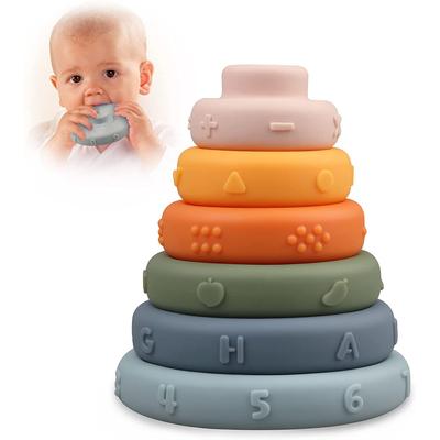 Baby Stohovací kroužky, Měkké Stavebnice Hračky pro batolata, Montessori Smyslově Vzdělávací Výuková Hračka pro 6 9 12 18 Měsíc Dívky Chlapci