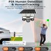 3-Lens Solar Camera, Outdoor Surveillance, WiFi, Floodlight Night Vision, Security Audio Camera, 16000mAh Battery CCTV