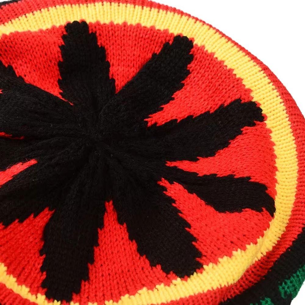 Crochet Unisex Knitted Braid Hat Bright Colors False Wig Braids Hat Colorful Hippie Beret  Winter