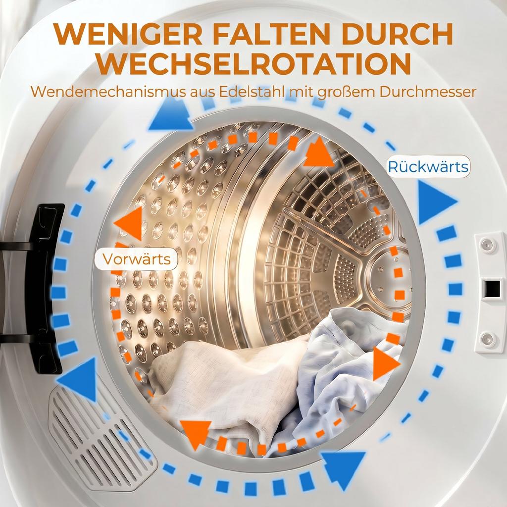 1000 W Kompakter Ablufttrockner mit Extra-Trocken- & ECO-Modi, Timer und Temperatureinstellungen, Weiß