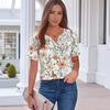 Sommer Oberteile für Damen Knopfleisten Blusen für Damen Elegant Lässig V-Ausschnitt T-Shirts