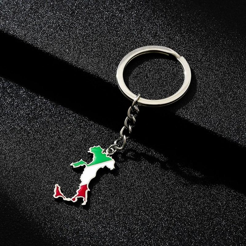 Stilvoller Italien-Karten-Schlüsselanhänger Edelstahlmaterial Schlüssel Schmuck Italien-Karten-Schlüsselhalter Italien-Karten-Schlüsselring für Schlüssel Taschen