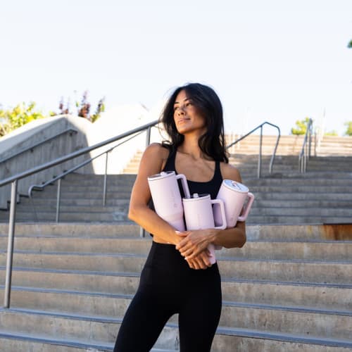 HydroJug Traveler - 32 Oz Water Bottle with Handle & Flip Straw - Fits Cup Holders, Leak-Resistant Tumbler, Reusable Insulated Stainless Steel & Rubbe