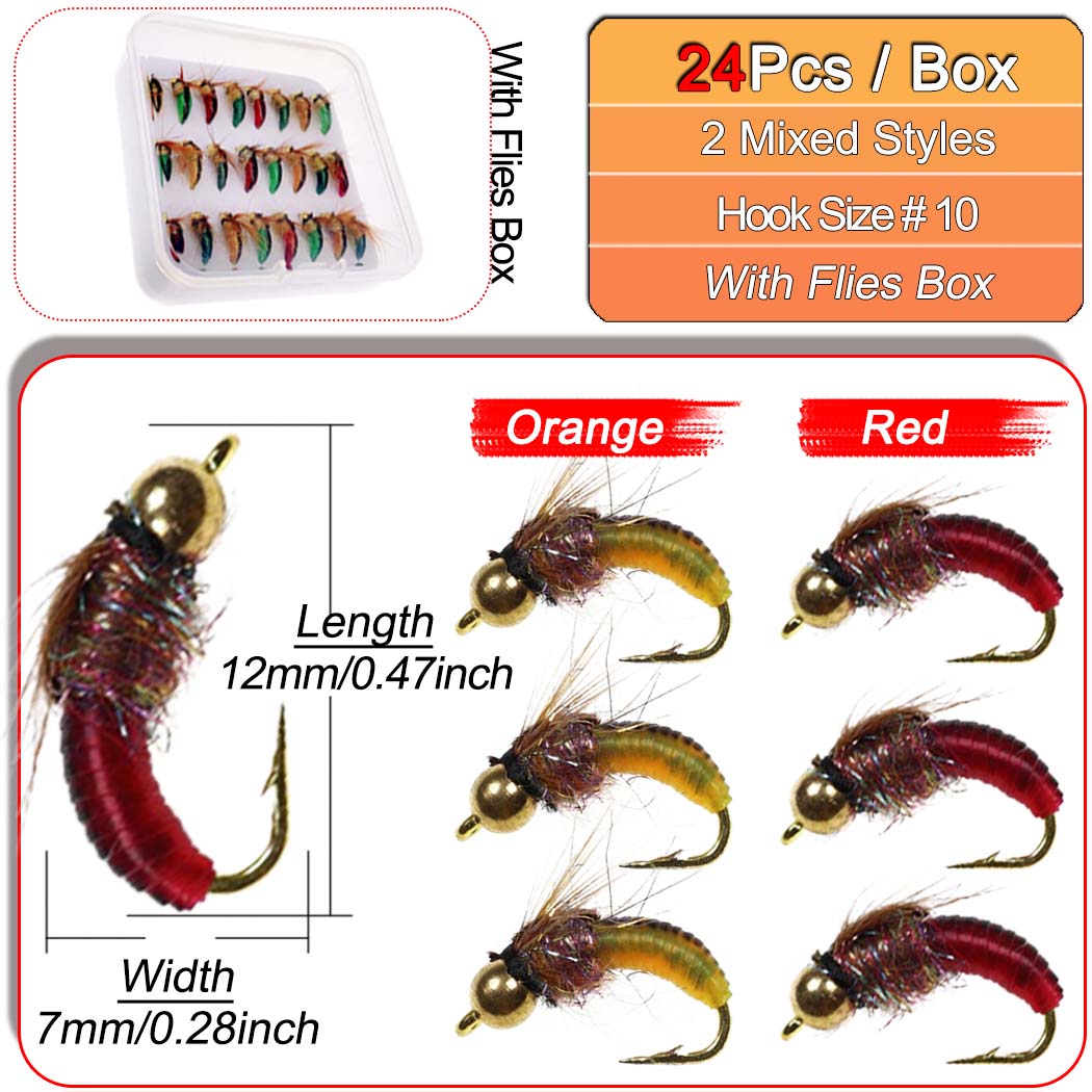 

24-84 шт. Набір штучних комах для лову форелі, харіуса, окуня, приманок для лову лосося. 24Pcs-Box(Single Style)