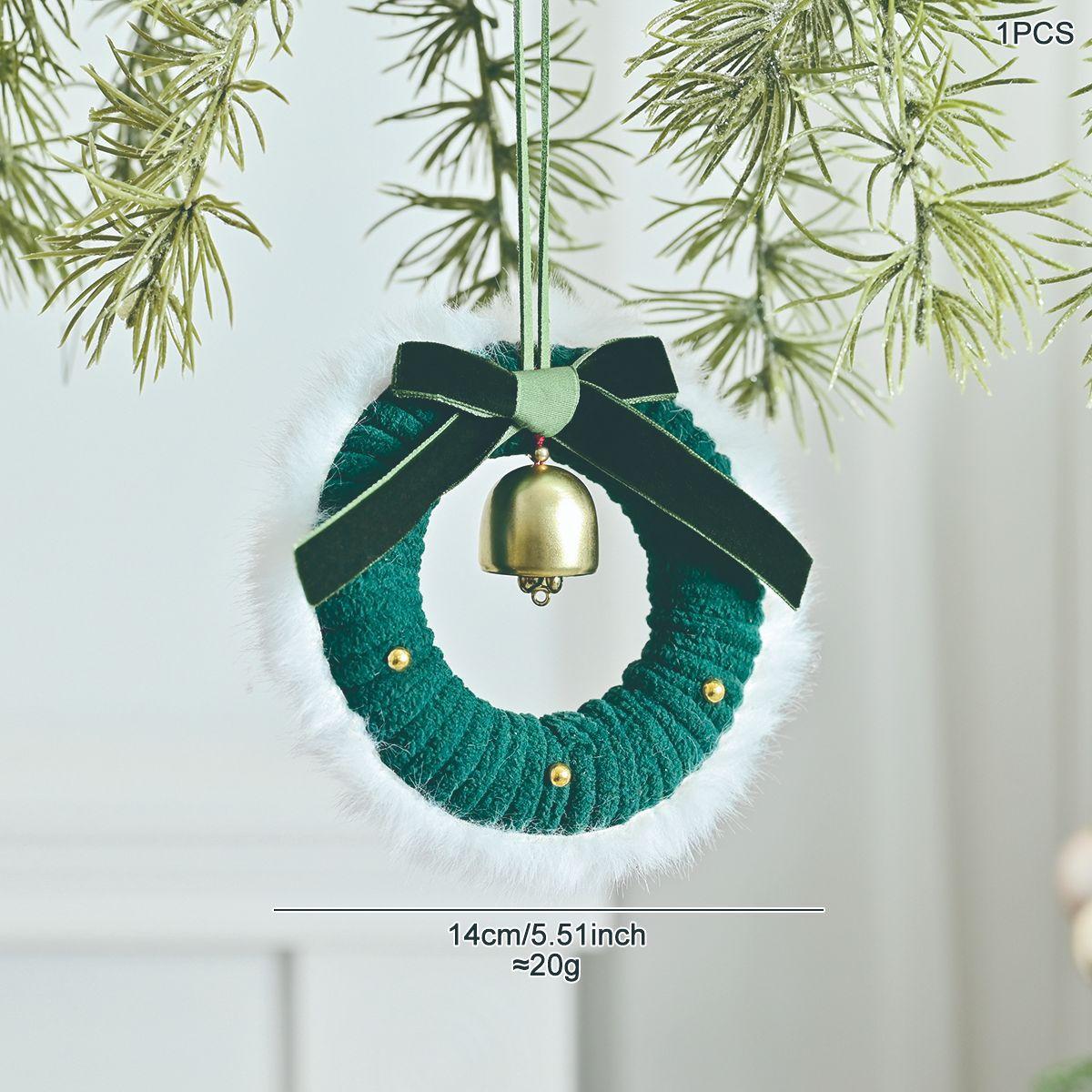 

New Red Green Christmas Wreath Pendant Ribbon Bow Bell Christmas Decoration Atmosphere Hanging Window Decoration Accessories зелений