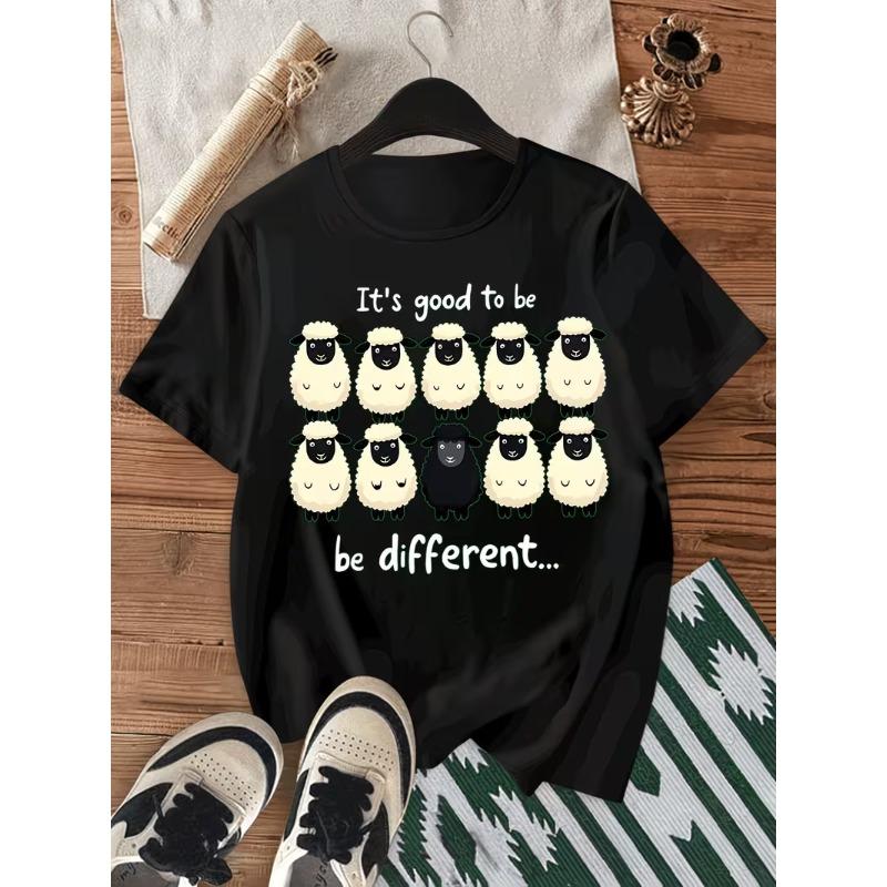 

ItS Nice To Have A LooseFitting Casual Sports TShirt Round Neck Short Sleeves Featuring Unisexy Lines of Text and Little Sheep 3XL