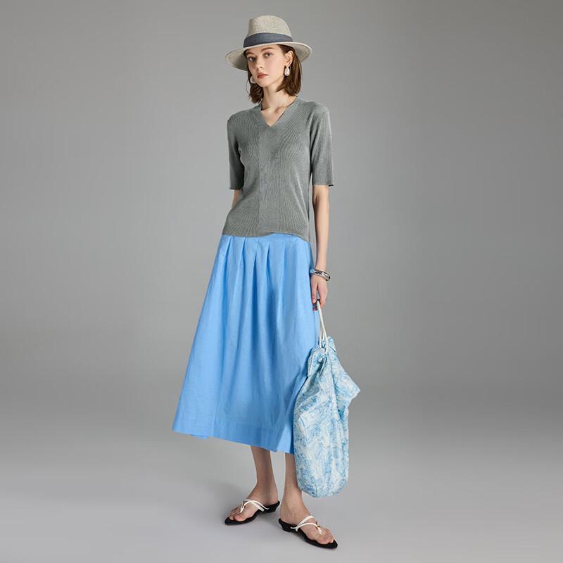 Wudao French V-Neck Knit Short Sleeve Top
