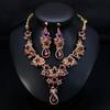 1 Set Bride Jewelry Set Faux Crystal Symmetric Luxury Necklace Dangle Earrings Prom Party Wedding Hanging Earrings Set Ear Neck Decoration Jewelry