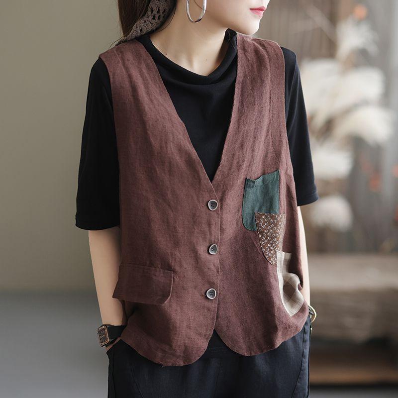 Gilet Giacca Casual da Donna Primavera ed Estate Gilet Senza Maniche Largo e Sottile Top Gilet