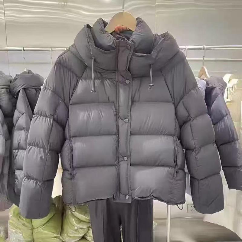 

Осенне-зимняя хлопковая одежда с подкладкой женская однотонная с рукавами-буфами короткая с капюшоном свободная хлебная одежда утолщенная теплая пуховая хлопковая одежда куртка XL серый