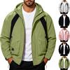 Men's Color-Block Windproof Outdoor Jacket with Removable Hood, for Hiking and
