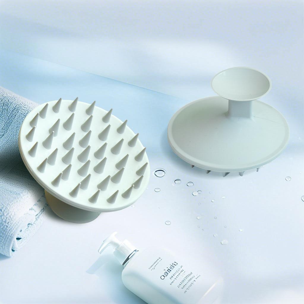 

New silicone massage shampoo brush, bath shampoo comb, soft glue shampoo brush сірий колір