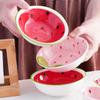 Piękna miska w kształcie truskawki i arbuza, ceramiczne łyżki do płatków śniadaniowych, łyżki do zupy ramen, miska do serwowania z wzorem owoców