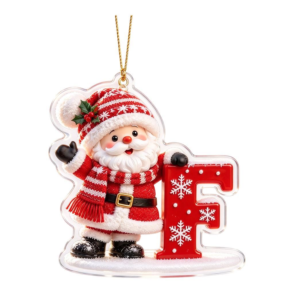 2D Acrylic Christmas Hanging Ornament with Scarf Letter Design for Holiday Tree Decor