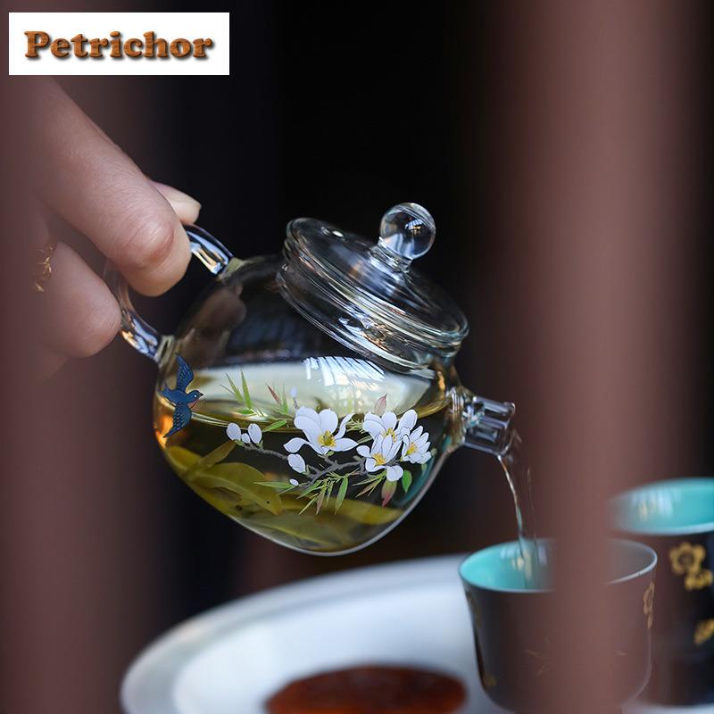 120ml Glass Swallow Coming Back Teapot Ancient Tea Infuser Pot Tea Maker Kettle With Strainer Cha Accessories Decoration Craft