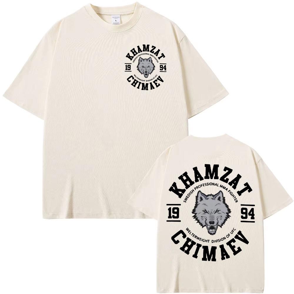 2025-26 New Hot-selling Khamzat Chimaev Hunting Print T-shirt Cotton Casual Short-sleeved T-shirt, Oversized Men's Retro T-shirt