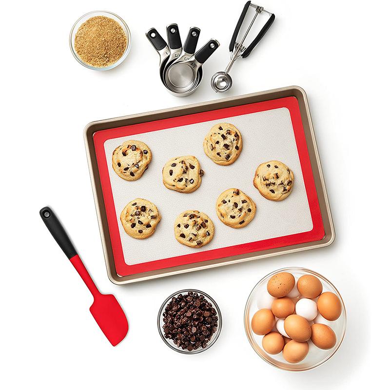 Silicone Baking Mats Cookie Pad Non-Stick Reusable Baking Tray Mats Sheet Set for Cookies Pastry Tools Batters Flour Fondant BBQ
