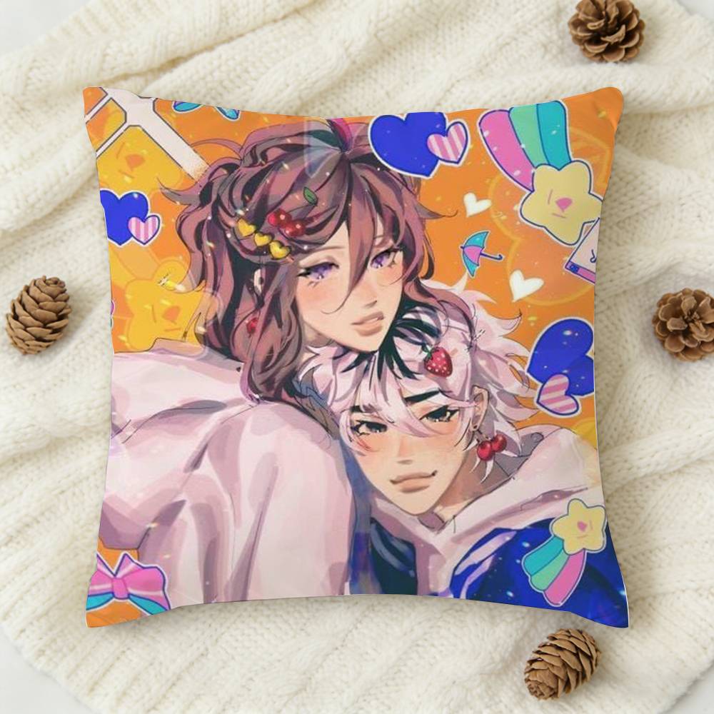 CCherry Crush Anime Doublesided Printed Square Decorative Cushion Cover for Sofa Living Room Home Decor