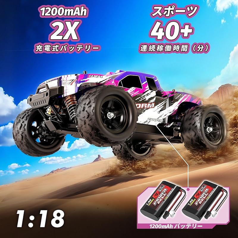 RC Car, Perfect Gift for Girls and Beginners, 1/18 Scale 4WD Electric RC Car, 2.4GHz, 40km/h High Speed, Off-Road RC Buggy, All-Terrain, Two Speed