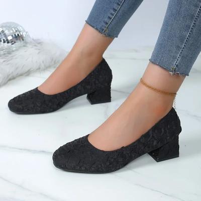 Büyük Beden Kadın Ayakkabıları Slip on Kadın Yüksek Topuklu Moda Elbise Topuklu Ayakkabılar Kadın Kare Burun Sığ Alçak Topuklu Ayakkabılar Kadın Zapatos