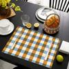 4 PCS Retro Contrasting Checkered Placemats Waterproof And Anti Slip Kitchen Dining Table Decoration