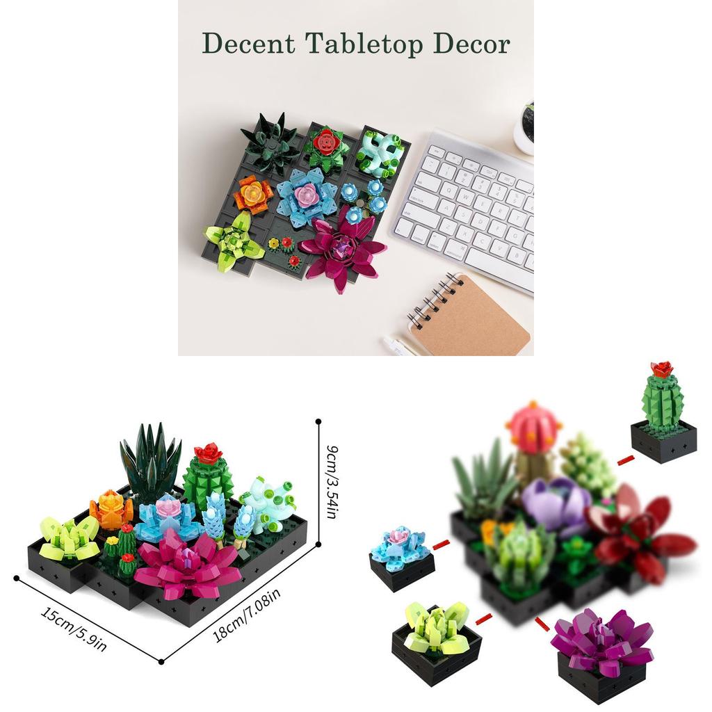 Creative Succulent Plant Model Kit With Abs Plastic Blocks For Kids Diy Educational Toy
