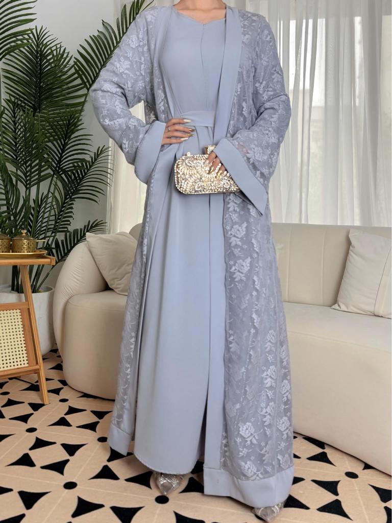 Damen Islamisches Spitzen Zweiteiliges Traditionelles Kleid