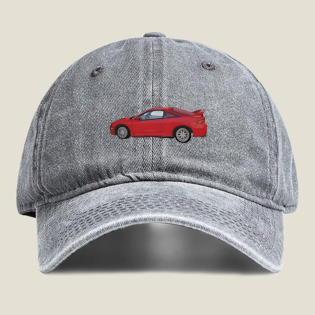 Red Sports Car Silhouette Fashion Washed Baseball Cap Hat Outdoor Activities