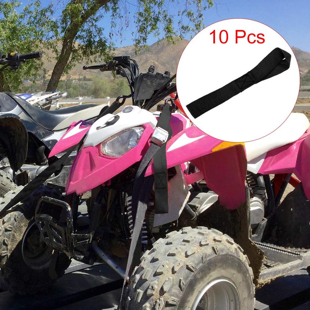 F FIERCE CYCLE Hook Strap Tie Down Straps Cargo Belt Black Nylon 10pcs for Motorcycle ATV UTV 2.5x20.5cm