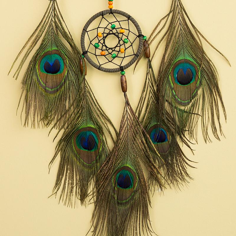 Vintage Peacock Feathers Dream Catcher Handmade Wind Chimes Bedroom Hanging Wall Pendants Home Decorations For Party Gifts