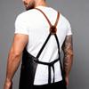 Retro-Style PU Leather Multi-Function Smock for BBQ, Gardening & Auto Repair