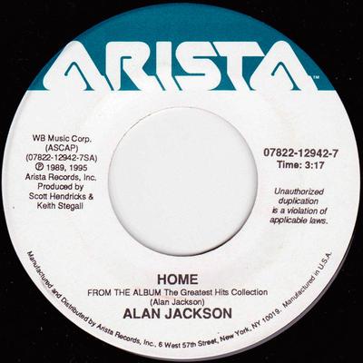 7inch Record ALAN JACKSON - Home / I'll Try 07822129427 Arista 1995 US Folk Used