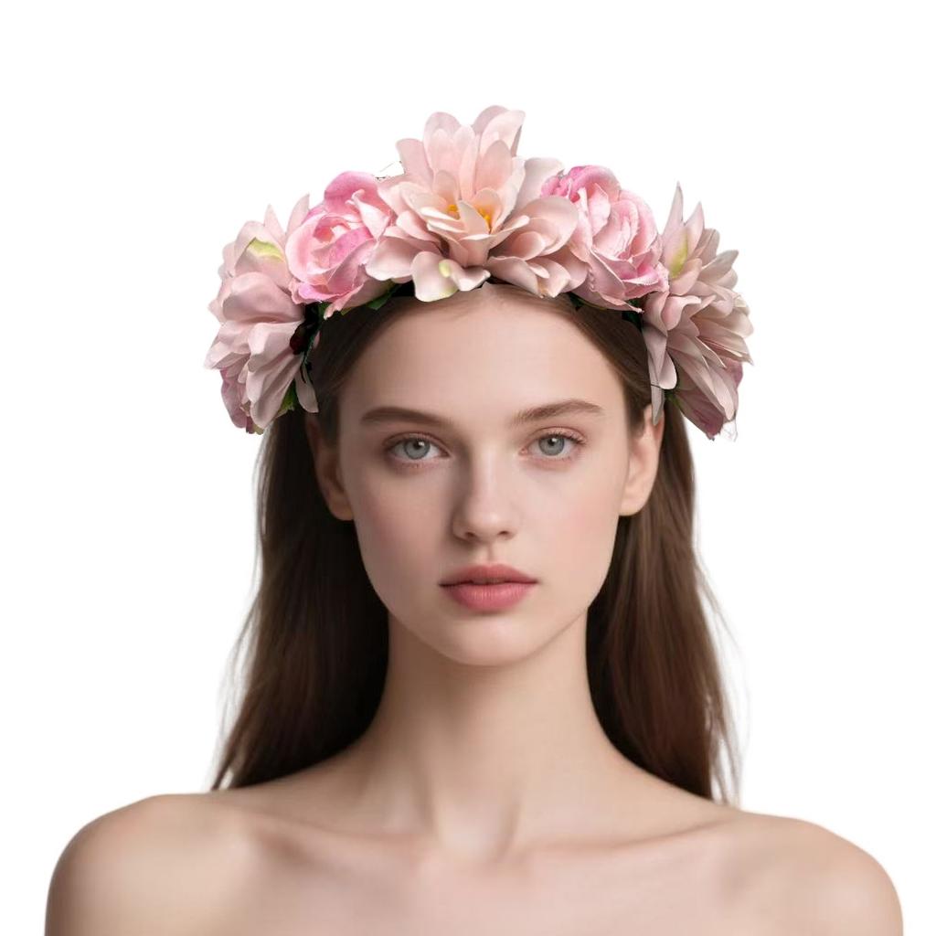 Simulation flower headband bohemian flower wreath headband travel seaside photo party headgear