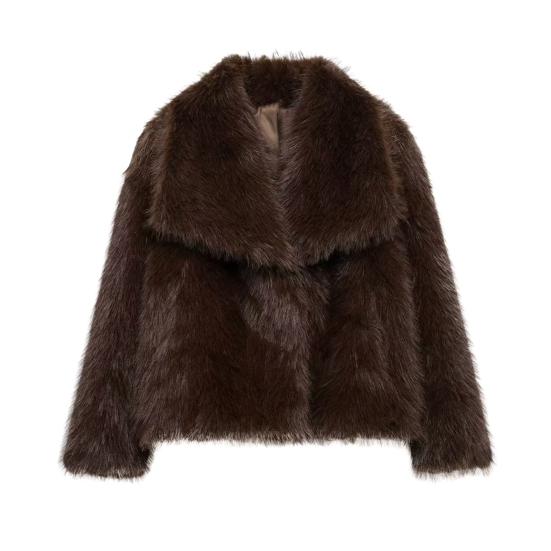Women's Faux Fur Fuzzy Coat Casual Fluffy Long Sleeve Lapel Shaggy Jacket Winter Furry Open Front Short Coat