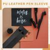 PATIKIL Pen Sleeve PU Leather Pen Single Fountain Pouch Protective Cover Holder for Office Ballpoint Black 7-inch Case, 8-Piece Pouch, Pens,