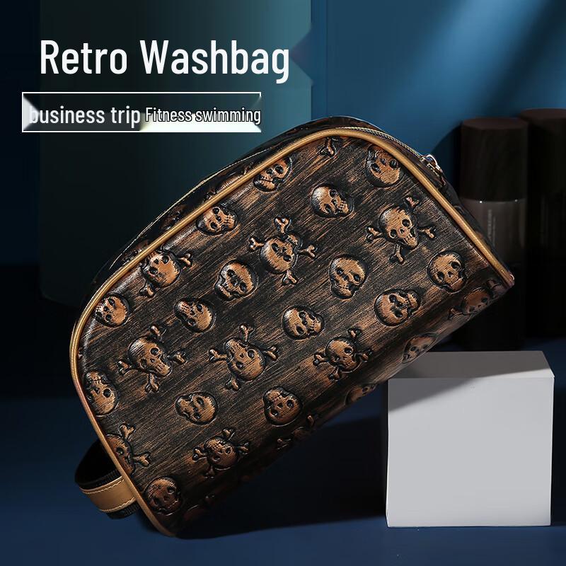 Aiyijiu Portable Waterproof PU Leather Travel Toiletry Bag One Size