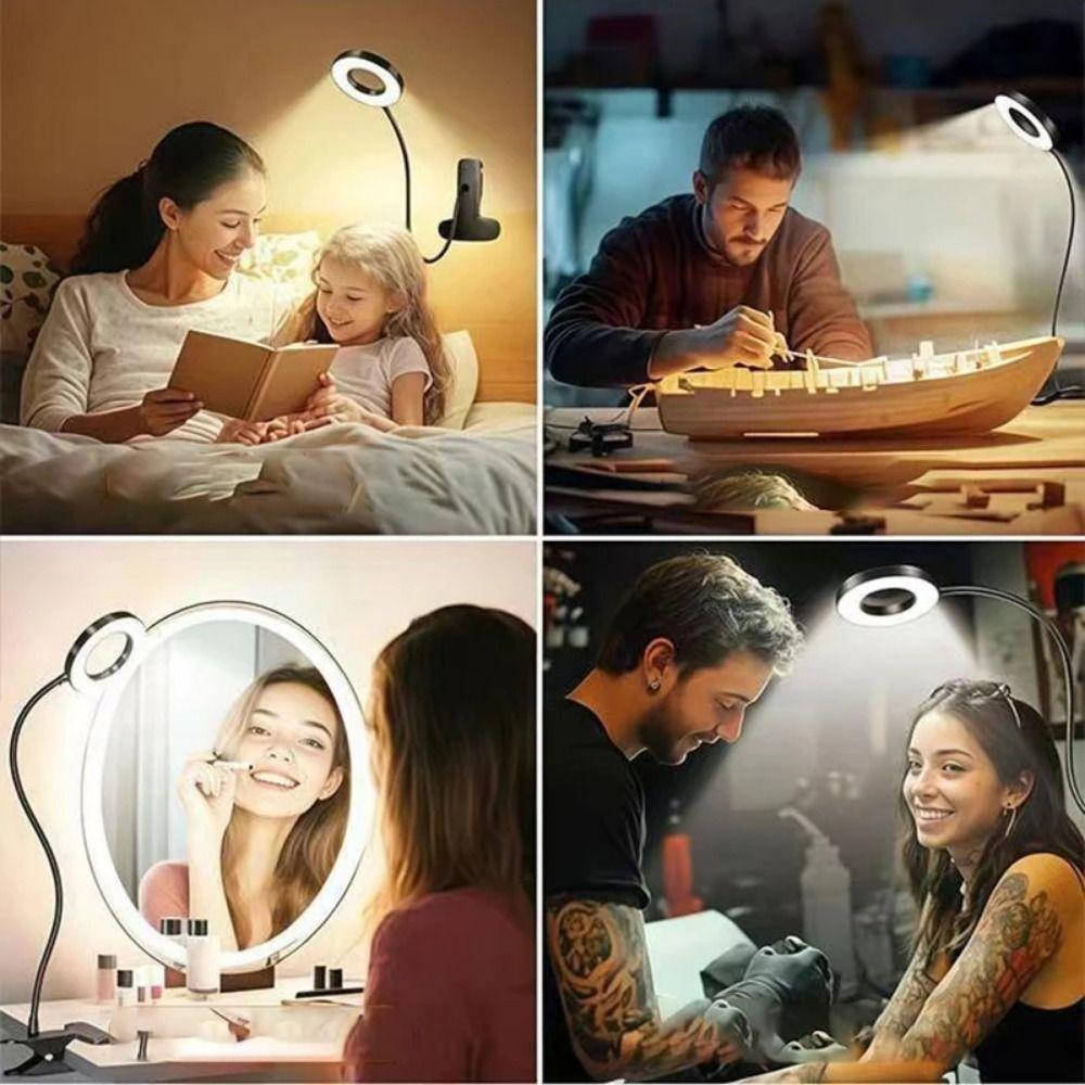 Flexible LED Magnifying Glass Lamp 5X Magnification Clip on Desk Lamp  Soldering Work