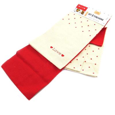[P8922] - Conjunto de 2 panos de cozinha 'Love' - 65x45 cm