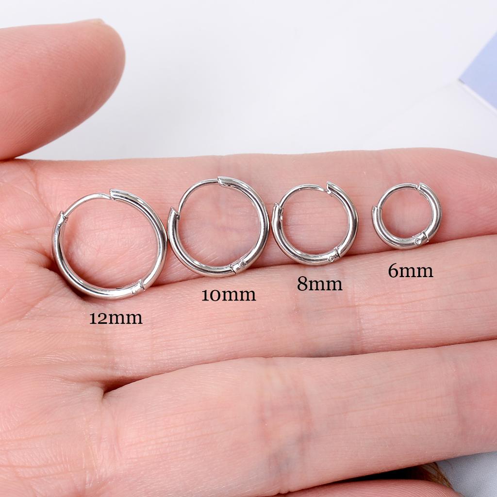 6/8/10/12mm Tiny Korean Small Stainless Steel Round Mini Little Good Huggie Hoop Earrings for Women Cartilage Piercing Loop Ring